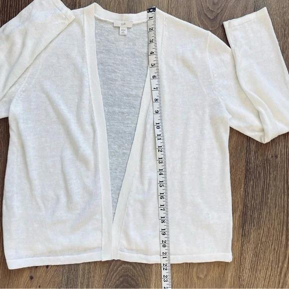 J.Jill Linen Blend Open Front Cardigan White Sz Small Petite - Picture 11 of 14